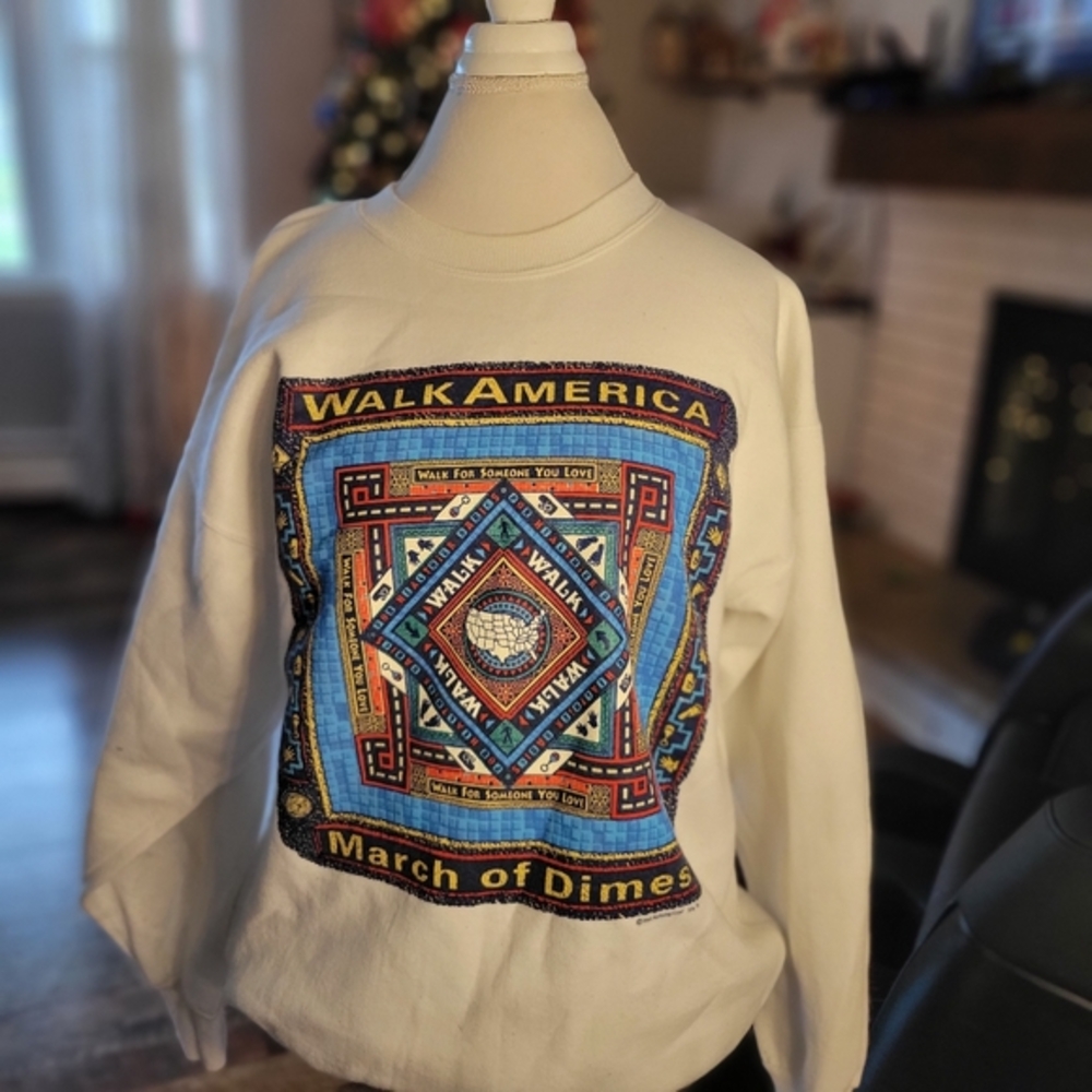 Vintage Walk America white unisex Xl crewneck‎